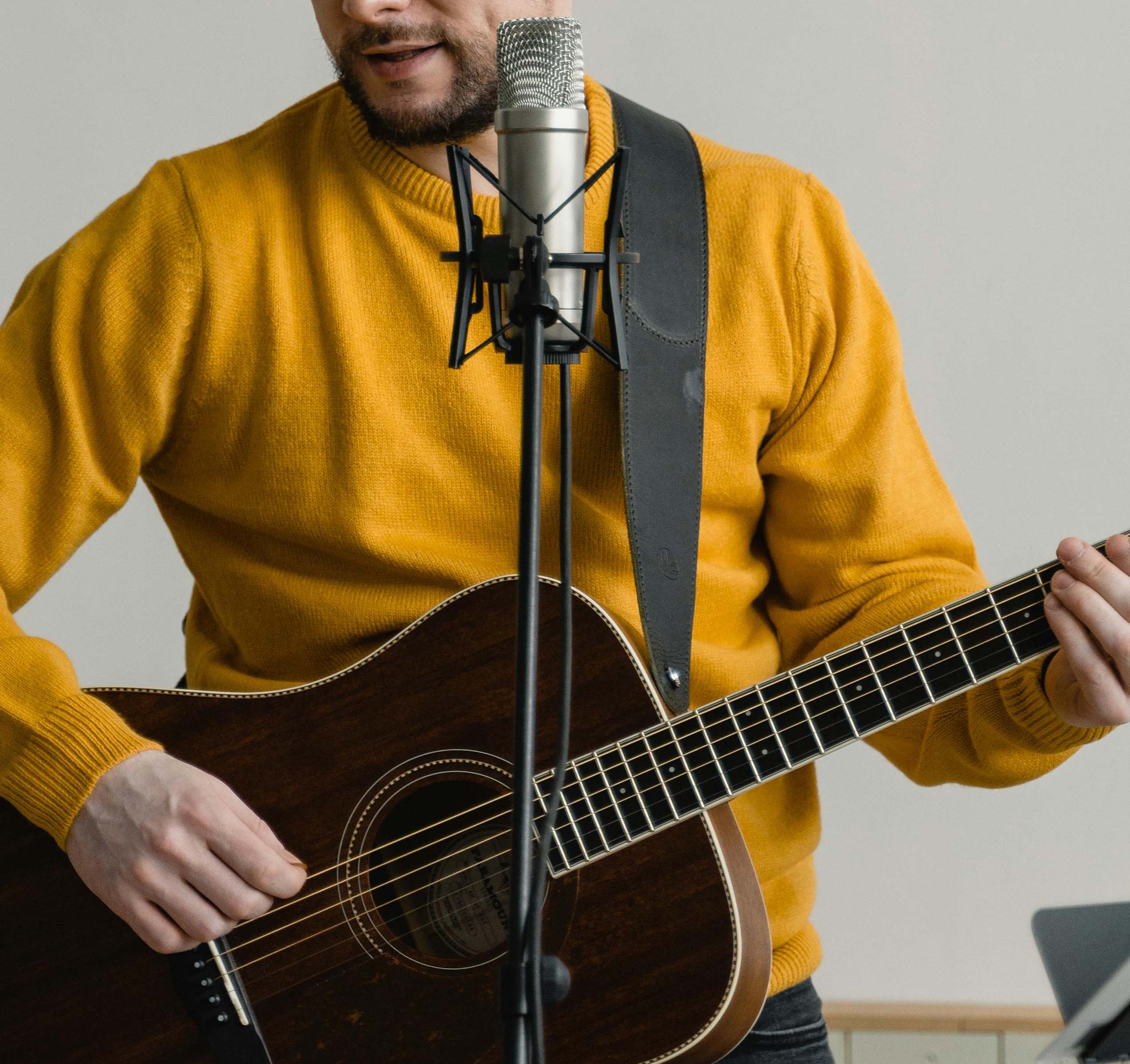 Elevate Your Acoustic Guitar Experience with Leather Guitar Straps with Suede - StrapGraphics