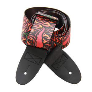 Hot Licks – Flame & Chili Pepper Guitar Strap (2" Sublimated Polyester) - Customize this strap
