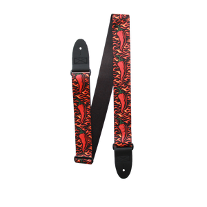 Hot Licks – Flame & Chili Pepper Guitar Strap (2" Sublimated Polyester) - Customize this strap