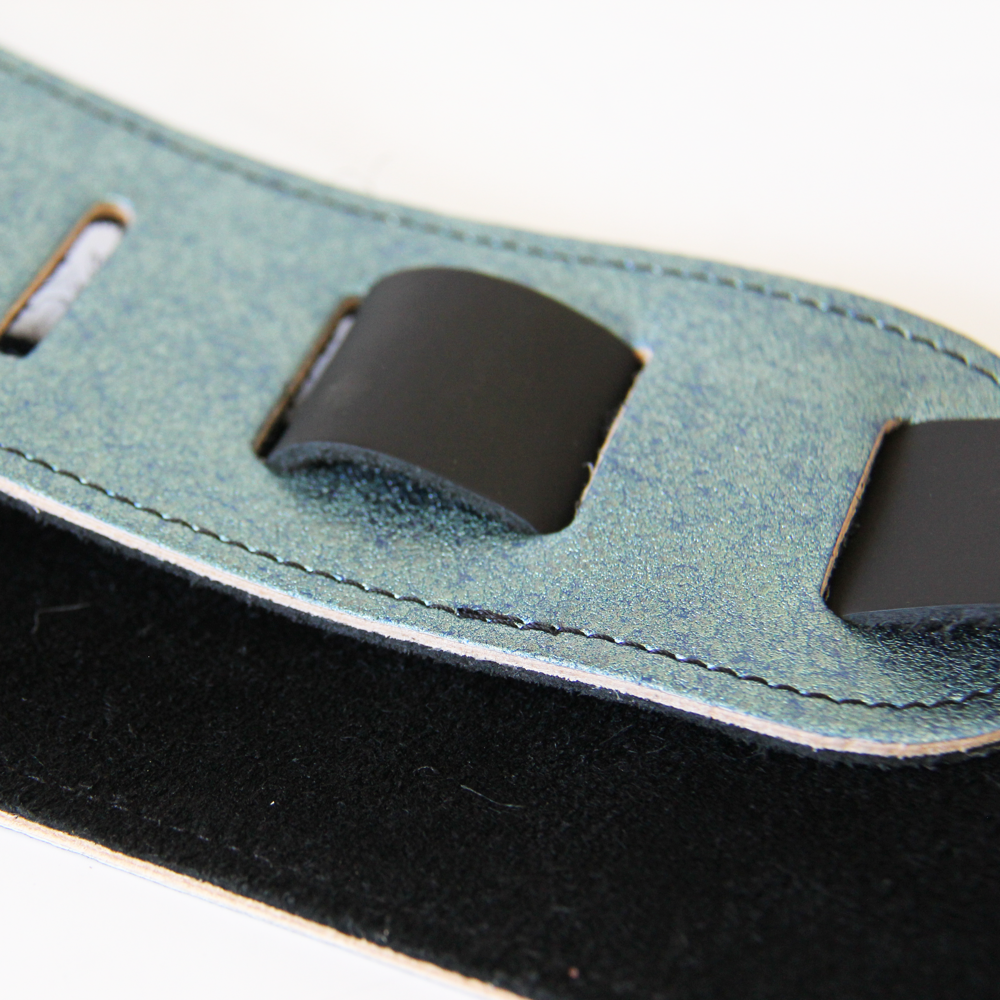 Ice Blue Metallic Leather Guitar Strap