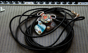 Custom Guitar Pick Holder - Black Leather - Keychain - StrapGraphics