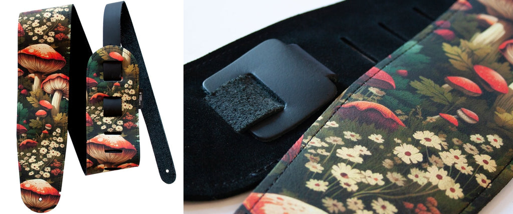 Custom Leather Guitar Strap | 3.5" Round Body | Black Leather | Design online - StrapGraphics