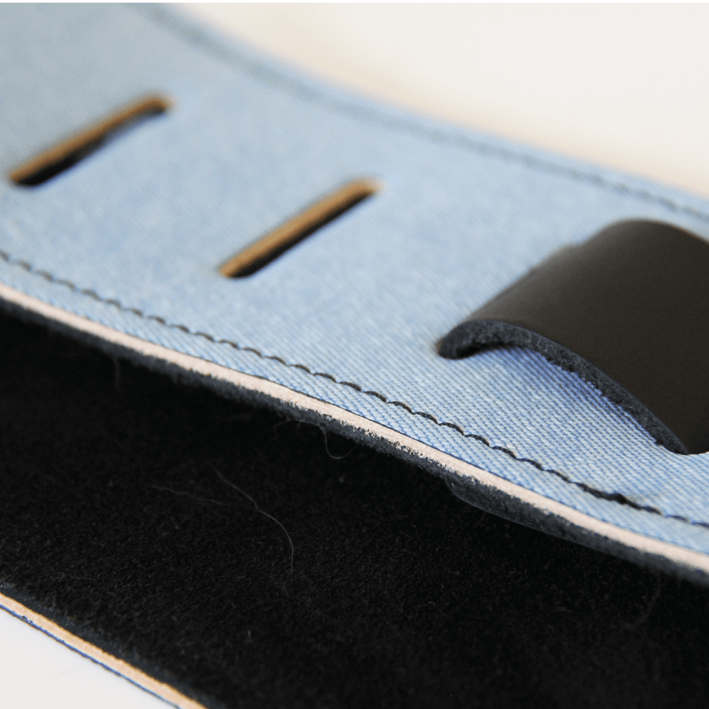 Denim Blue Leather Guitar Strap - StrapGraphics