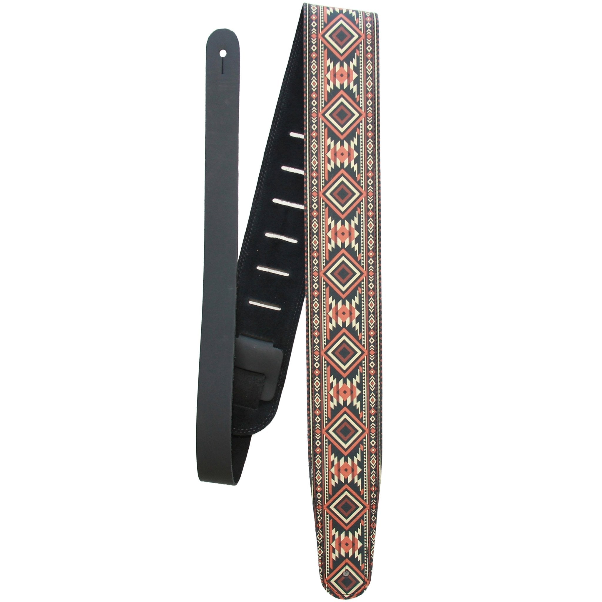 Desert Trail – Custom Leather Suede Guitar Strap with Southwest Print (2.5") - Customize this strap - StrapGraphics