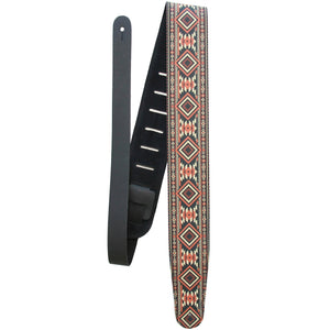 Desert Trail – Custom Leather Suede Guitar Strap with Southwest Print (2.5") - Customize this strap - StrapGraphics