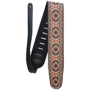 Desert Trail – Custom Leather Suede Guitar Strap with Southwest Print (3.5") - Customize this strap - StrapGraphics