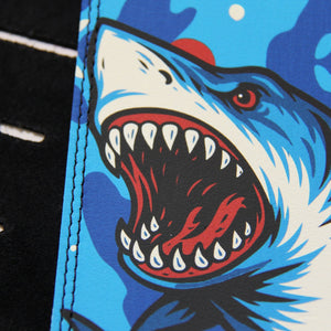 Freedom Bite – Custom Leather Suede Guitar Strap with Patriotic Shark Design (3.5") - Customize this strap - StrapGraphics