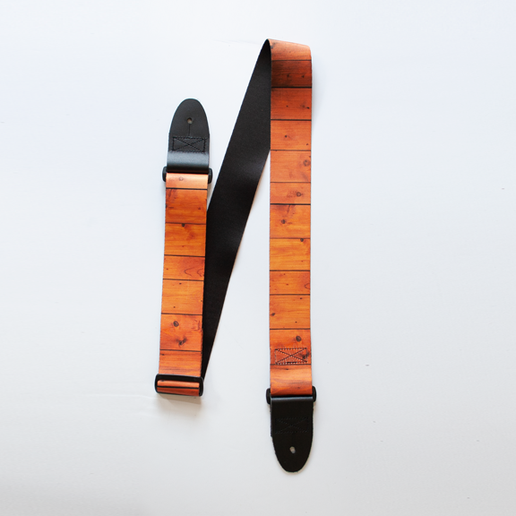 wood pattern guitar strap