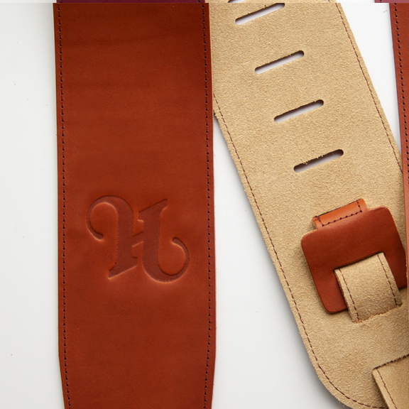 debossed leather guitar strap