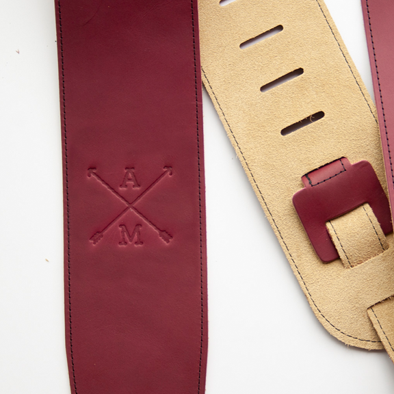 plum leather guitar strap