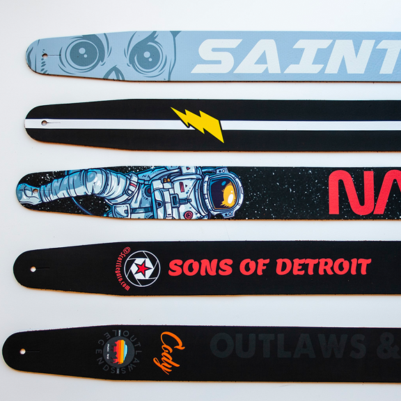 custom printed leather guitar strap