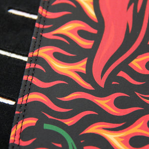 Hot Licks – Custom Leather Suede Guitar Strap with Flame & Chili Pepper Print (3.5") - Customize this strap - StrapGraphics