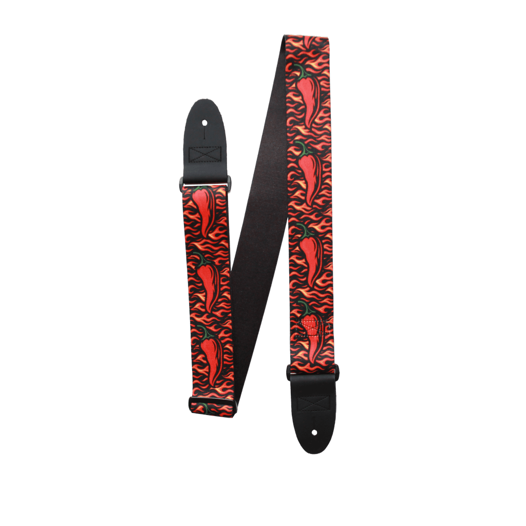 Hot Licks – Flame & Chili Pepper Guitar Strap (2" Sublimated Polyester) - Customize this strap - StrapGraphics