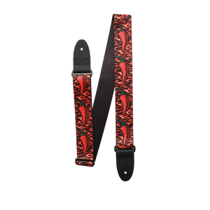 Hot Licks – Flame & Chili Pepper Guitar Strap (2" Sublimated Polyester) - Customize this strap - StrapGraphics
