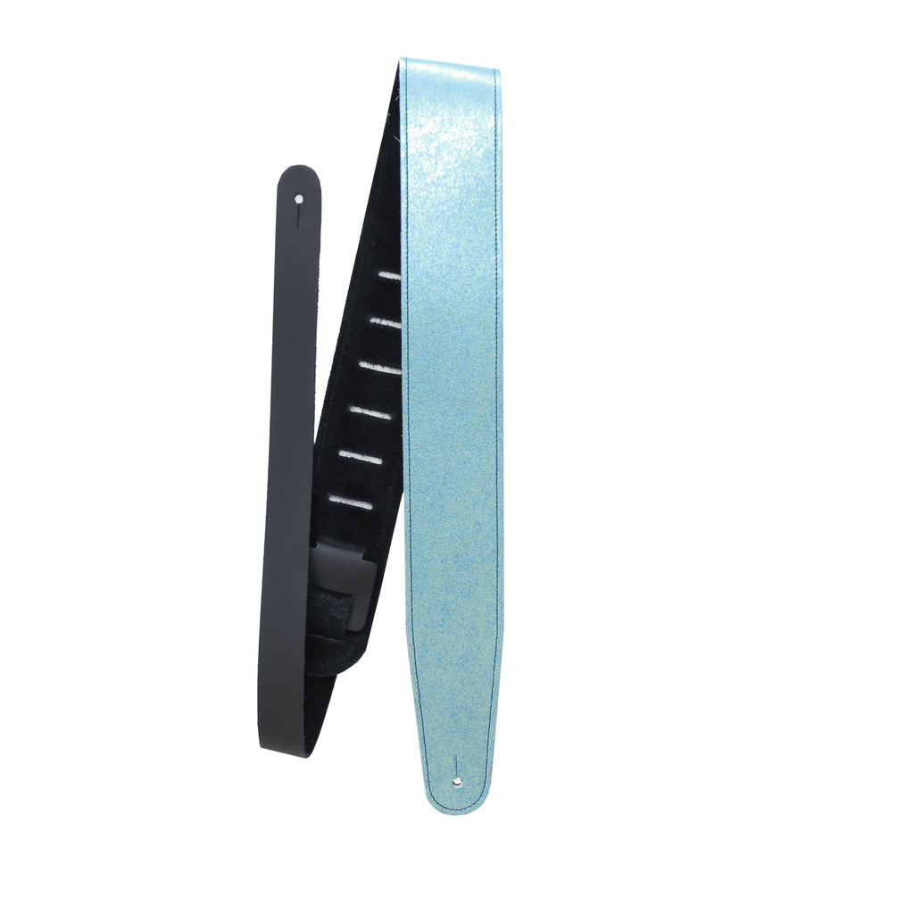 Ice Blue Metallic Leather Guitar Strap - StrapGraphics
