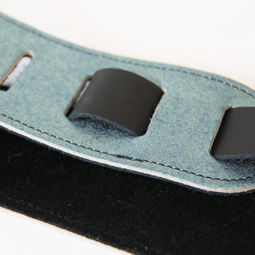 Ice Blue Metallic Leather Guitar Strap - StrapGraphics