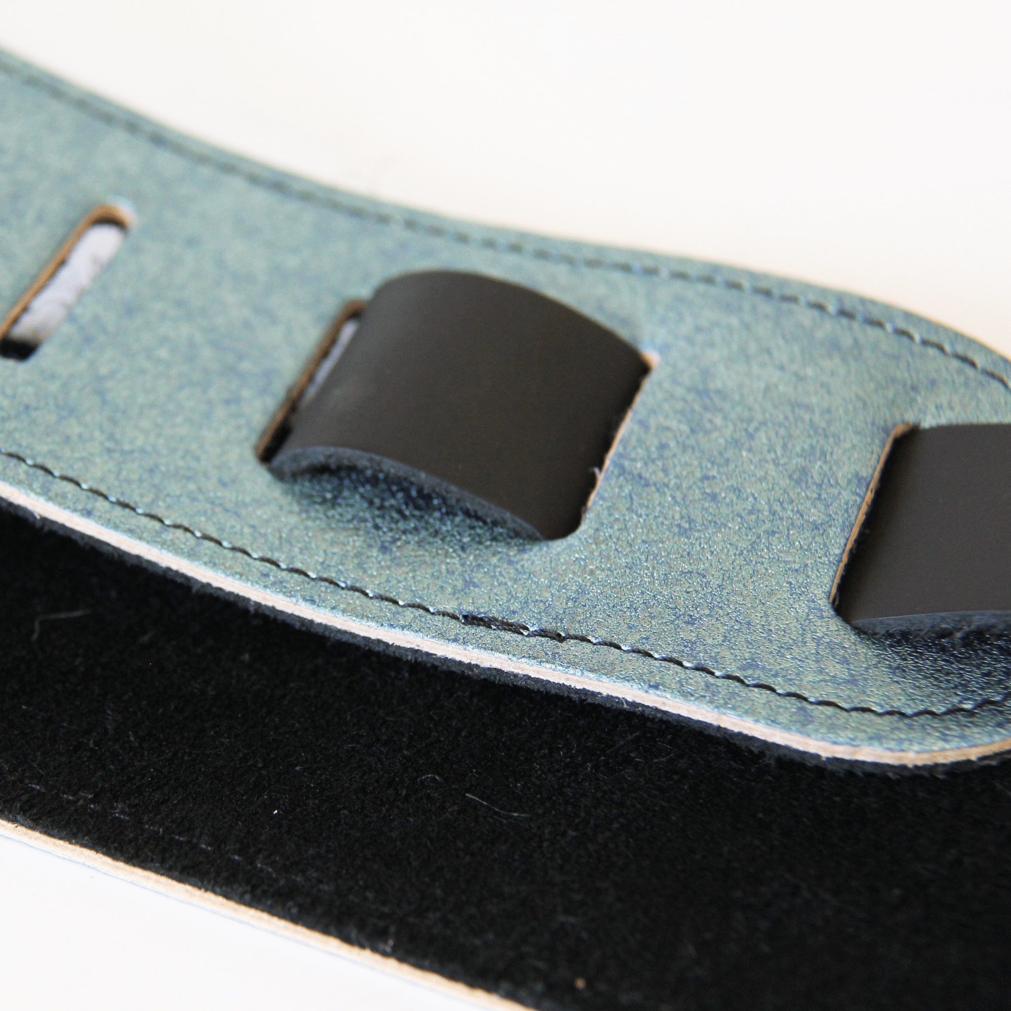 Ice Blue Metallic Leather Guitar Strap - StrapGraphics