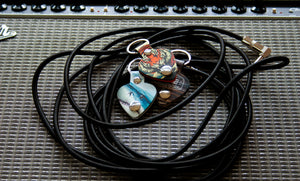 Custom Guitar Pick Holder - Black Leather - Keychain