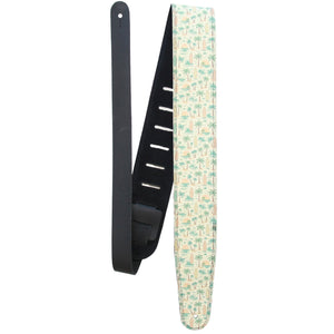Pacific Riff – Custom Leather Suede Guitar Strap with Surf Print (2.5") - Customize this strap - StrapGraphics