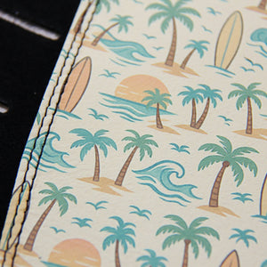 Pacific Riff – Custom Leather Suede Guitar Strap with Surf Print (3.5") - Customize this strap - StrapGraphics