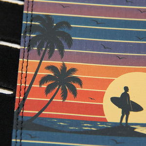 Shoreline Fade – Custom Leather Suede Guitar Strap with Retro Sunset Print (3.5") - Customize this strap - StrapGraphics