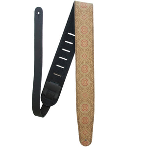 Velvet Relic – Custom Leather Suede Guitar Strap with Vintage Tapestry Print (2.5") - Customize this strap - StrapGraphics