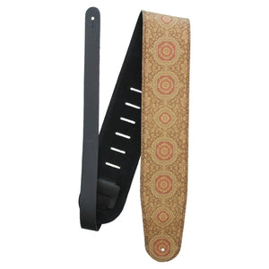 Velvet Relic – Custom Leather Suede Guitar Strap with Vintage Tapestry Print (3.5") - Customize this strap - StrapGraphics