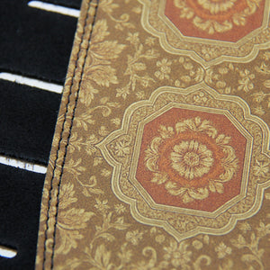 Velvet Relic – Custom Leather Suede Guitar Strap with Vintage Tapestry Print (3.5") - Customize this strap - StrapGraphics