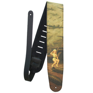 Victory Vixen – Custom Leather Suede Guitar Strap with WWII Pin - Up Art (3.5") - Customize this strap - StrapGraphics