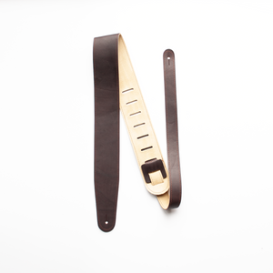 2.5" HAVANA ENGLISH BRIDLE LEATHER GUITAR STRAP - PREMIUM GRADE
