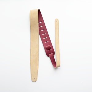 2.5" PLUM ENGLISH BRIDLE LEATHER GUITAR STRAP - PREMIUM GRADE
