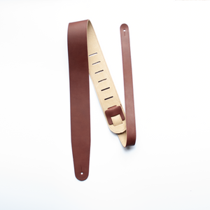 2.5" RICH BROWN ENGLISH BRIDLE LEATHER GUITAR STRAP - PREMIUM GRADE