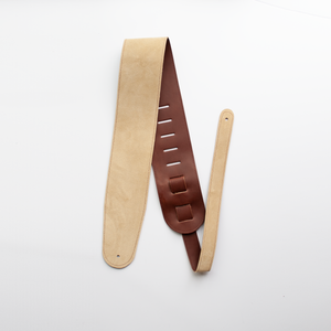 3.5" RICH BROWN ENGLISH BRIDLE LEATHER GUITAR STRAP - PREMIUM GRADE