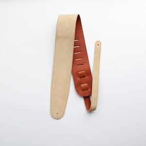 3.5" GOLDEN BROWN ENGLISH BRIDLE LEATHER GUITAR STRAP - PREMIUM GRADE