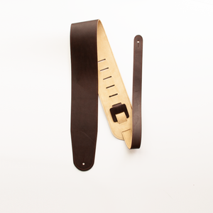 3.5" HAVANA ENGLISH BRIDLE LEATHER GUITAR STRAP - PREMIUM GRADE
