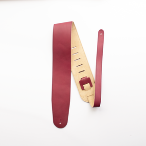 3.5" PLUM ENGLISH BRIDLE LEATHER GUITAR STRAP - PREMIUM GRADE