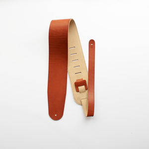 3.5" GOLDEN BROWN ENGLISH BRIDLE LEATHER GUITAR STRAP - PREMIUM GRADE