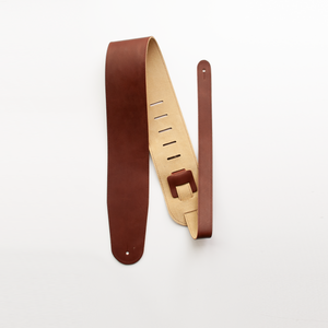 3.5" RICH BROWN ENGLISH BRIDLE LEATHER GUITAR STRAP - PREMIUM GRADE