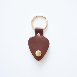 Guitar Pick Leather Keychain Holder - Brown